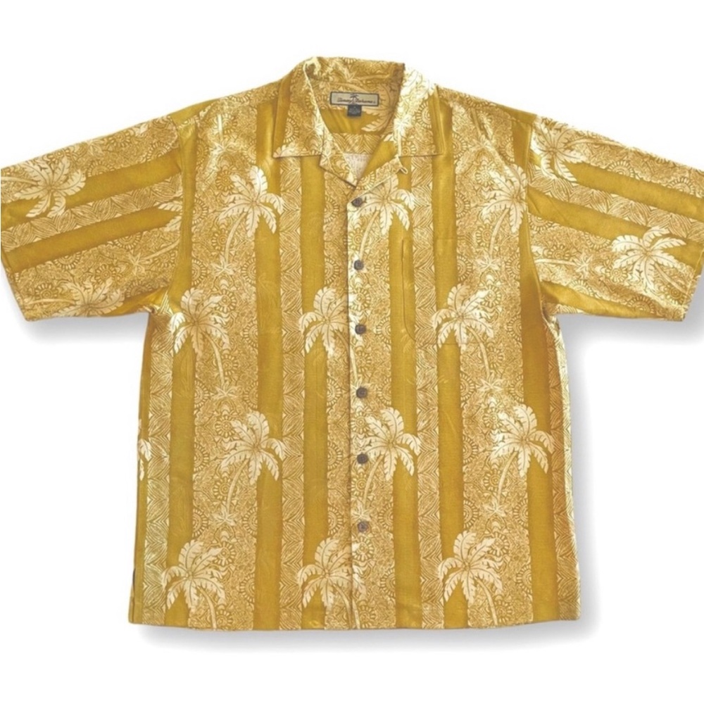 Tommy Bahama Hawaii Palm Tree Decorative 100% Silk Button down Shirt Size Medium